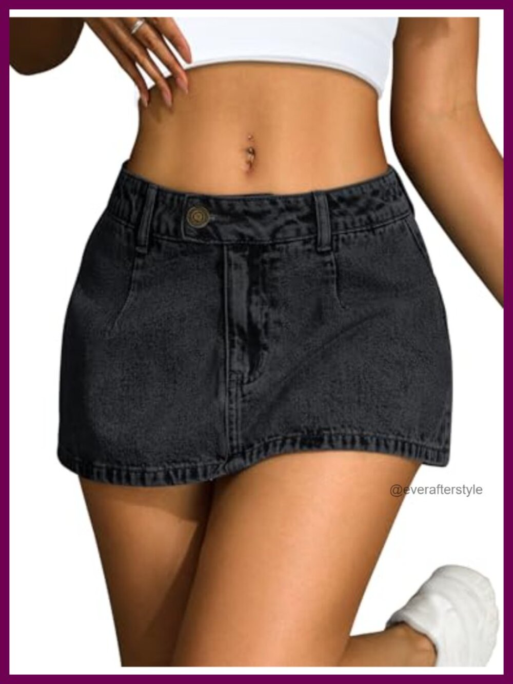 Women's Stretch Denim Mini Skort Low Waisted Jean Micro Skirt with Built-in